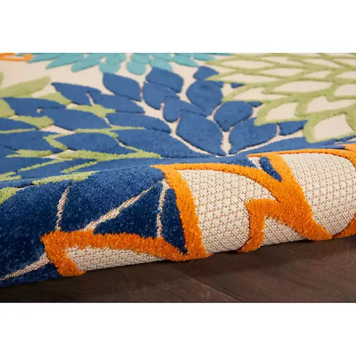 Orange Bright Floral Burst Outdoor Area Rug, 5x7