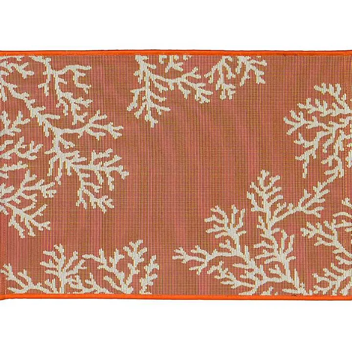 Orange Coral Indoor/Outdoor Rug, 2x3
