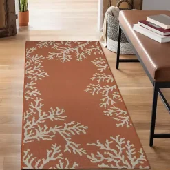 Orange Coral Indoor/Outdoor Runner, 1x4