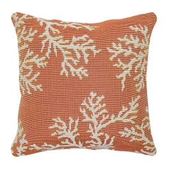 Orange Coral Woven Outdoor Throw Pillow