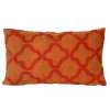 Orange Crewelwork Embroidered Outdoor Pillow