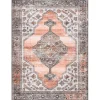Orange Distressed Medallion Washable Area Rug, 5x8
