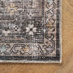 Orange Distressed Medallion Washable Area Rug, 5x8