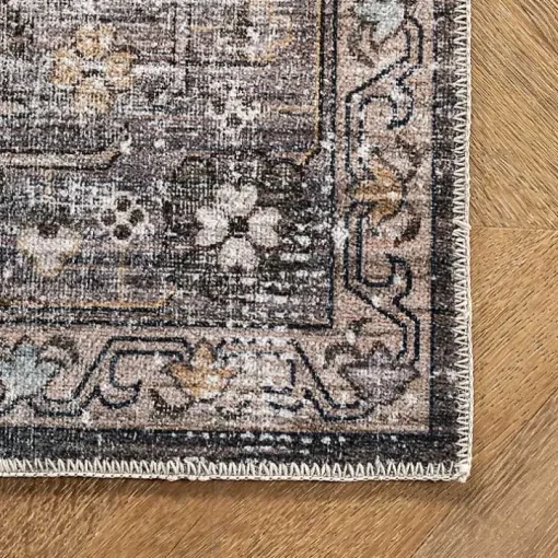 Orange Distressed Medallion Washable Area Rug, 5x8
