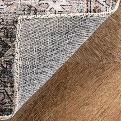 Orange Distressed Medallion Washable Area Rug, 5x8