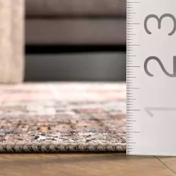 Orange Distressed Medallion Washable Area Rug, 3x5