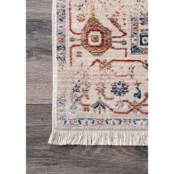 Orange Eli Medallion Fringe Area Rug, 5x8