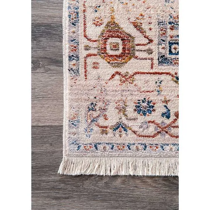 Orange Eli Medallion Fringe Area Rug, 5x8