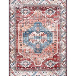 Orange Faded Medallion Washable Runner