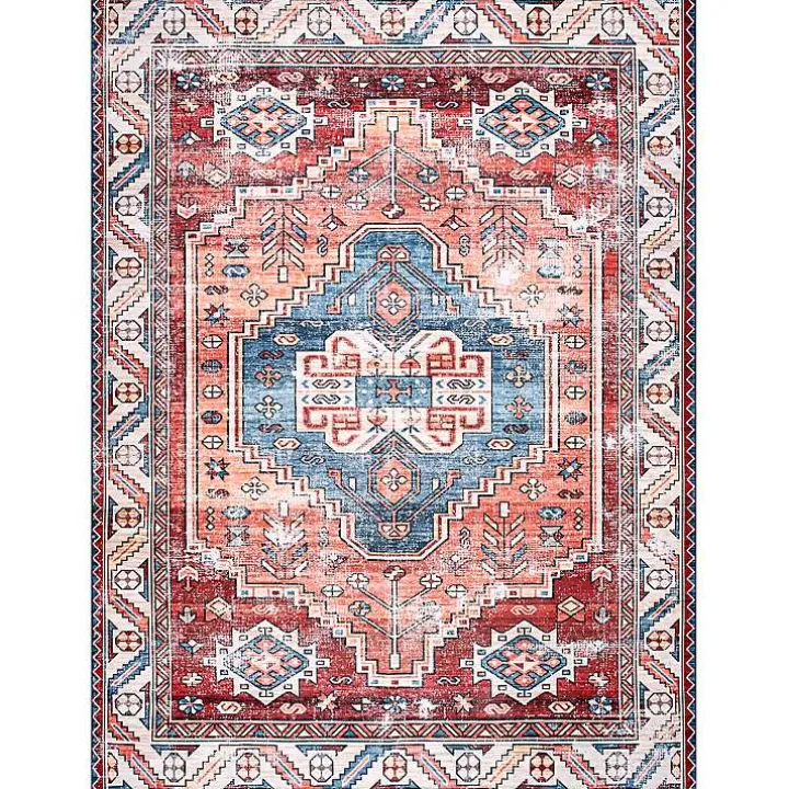 Orange Faded Medallion Washable Runner
