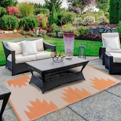 Orange Geometric Outdoor Area Rug, 4x6