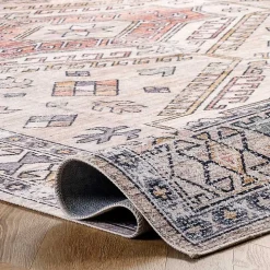 Orange Global Motif Washable Area Rug, 4x6