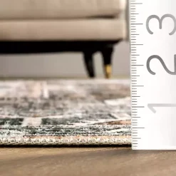 Orange Global Pattern Washable Area Rug, 5x8