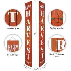 Orange Happy Harvest Porch Board, 10 in.