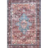 Orange Medallion Washable Area Rug, 4x6