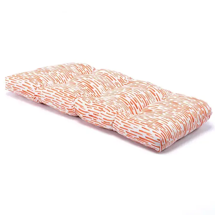 Orange Patterned Outdoor Bench Cushion