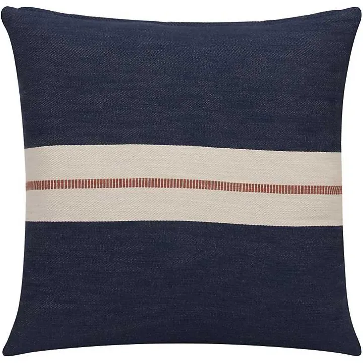 Orange Single Stripe Navy Pillow