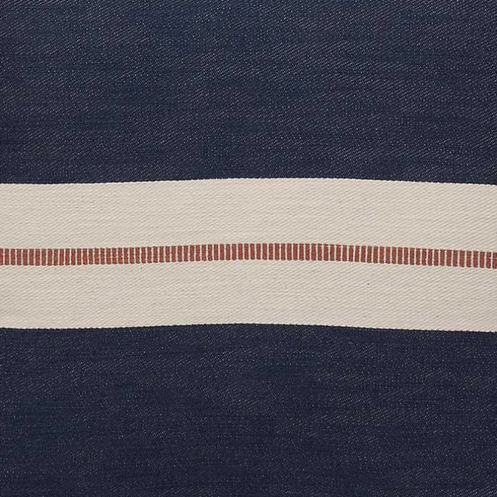 Orange Single Stripe Navy Pillow