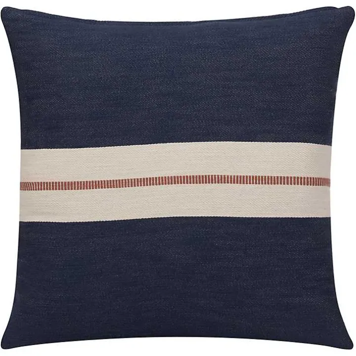 Orange Single Stripe Navy Pillow