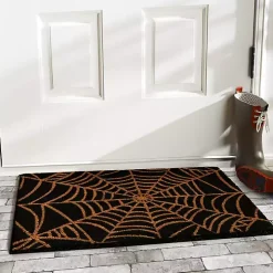 Orange Spiderweb Halloween Doormat