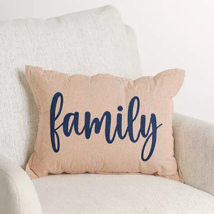 Orange Striped Family Lumbar Pillow