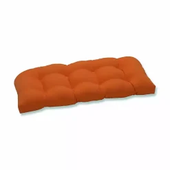 Orange Tufted Outdoor Settee Cushion
