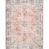 Orange Vintage Floral Washable Area Rug, 3x5