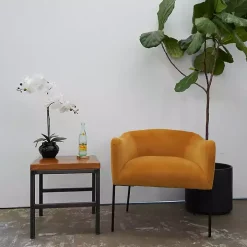 Orchid Arrangement in Black Floral Planter