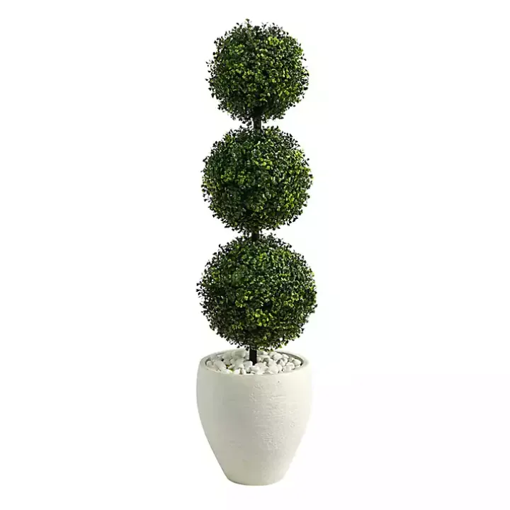 Outdoor Ball Boxwood Topiary in White Planter