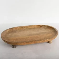 Oval Mango Wood Footed Serving Platter