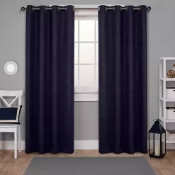 Oxford Navy Thermal Curtain Panel Set, 84 in.