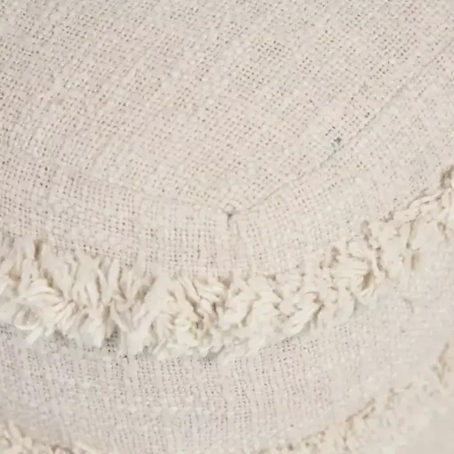 Pale Beige Tufted Stripe Cotton Square Pouf