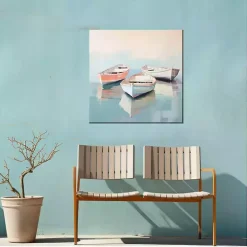 Pastel Boats Outdoor Canvas Art Print