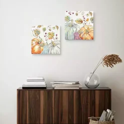Pastel Pumpkins Canvas Art Prints, Set of 2
