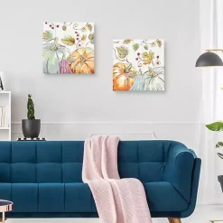 Pastel Pumpkins Canvas Art Prints, Set of 2