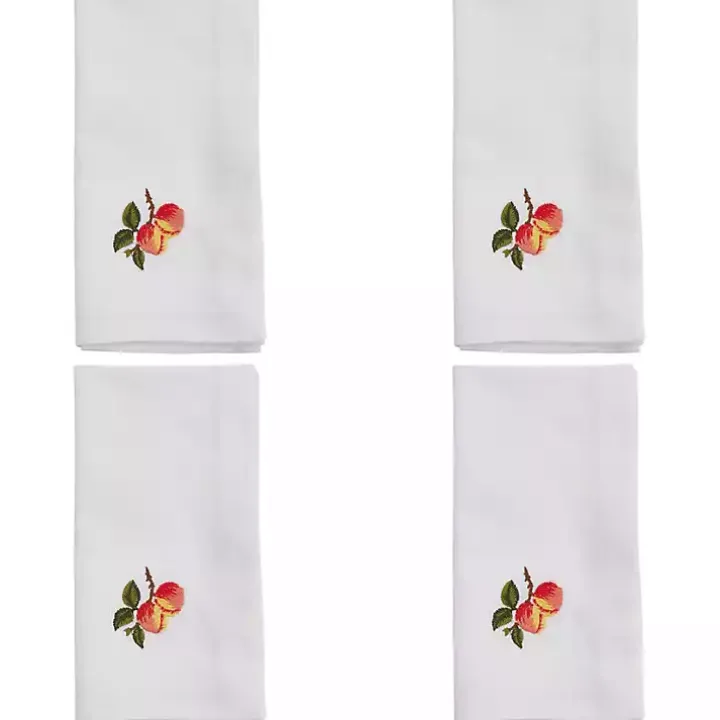 Peach Embroidered 4-pc. Napkin Set