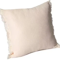 Peach Gauze Organic Fringe Throw Pillow