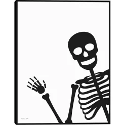Peek A Boo Skeleton Framed Canvas Art Print