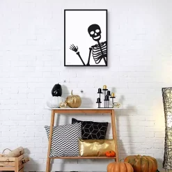Peek A Boo Skeleton Framed Canvas Art Print