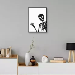 Peek A Boo Skeleton Framed Canvas Art Print