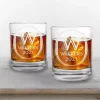 Personalized Art Deco Whiskey Glasses, Set of 2