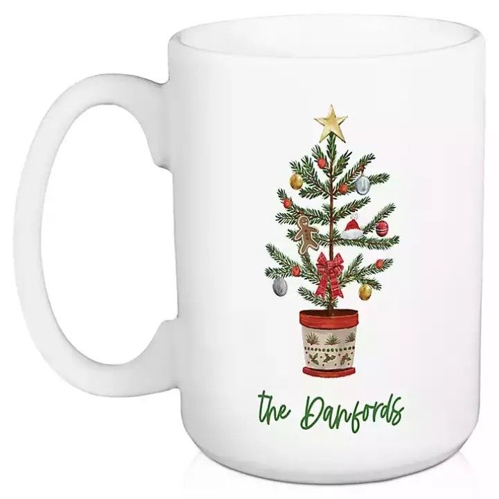 Personalized Christmas Tree Mugs, Set of 2