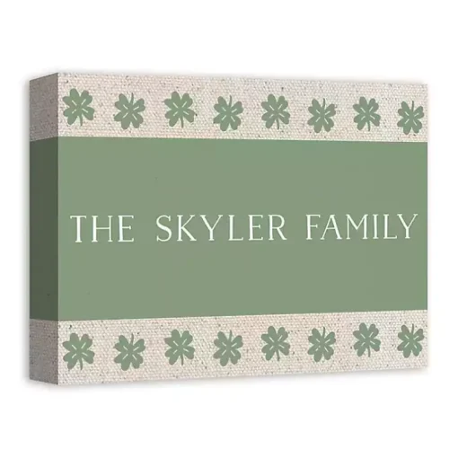 Personalized Clover Stripe Irish Canvas Print