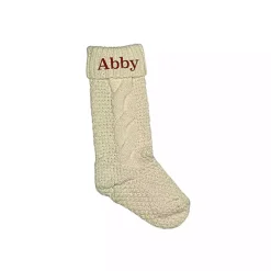 Personalized Cream Serif Embroidered Stocking