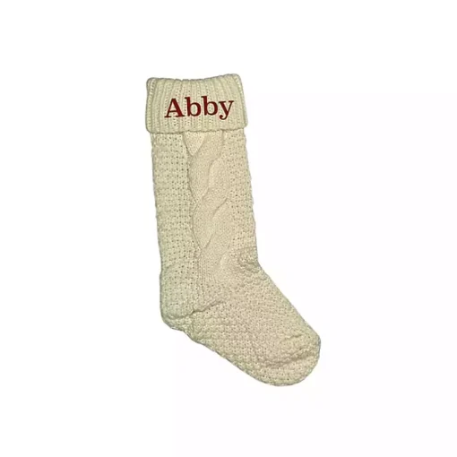 Personalized Cream Serif Embroidered Stocking