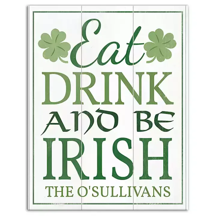 Personalized Eat Drink and Be Irish Canvas Print