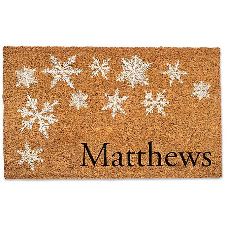 Personalized Falling Snowflakes Doormat