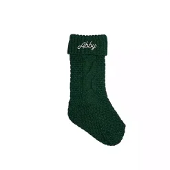 Personalized Green Cursive Embroidered Stocking
