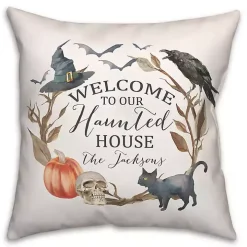 Personalized Haunted House Halloween Pillow