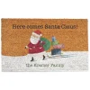 Personalized Here Comes Sledding Santa Doormat
